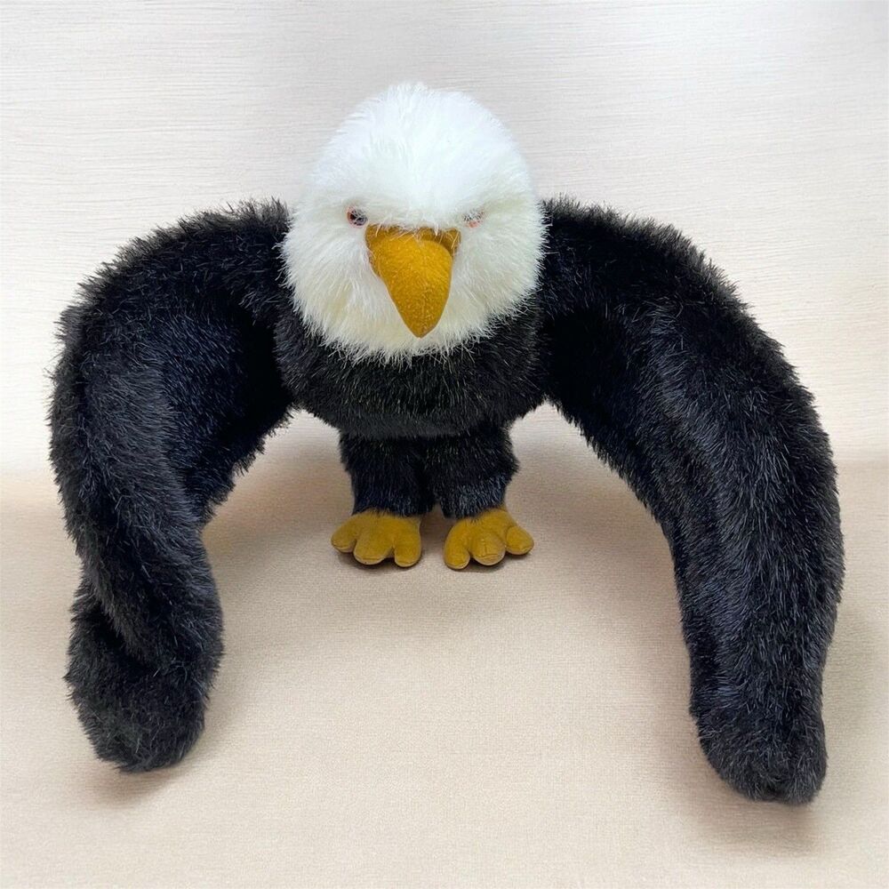 VTG Folkmanis Furry Folk Bald Eagle Hand Puppet Plush 28" Wingspan USA Made Bird